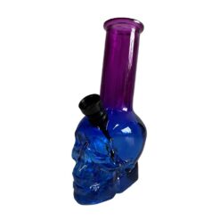 bongo de vidro com caveira roxo/azul
